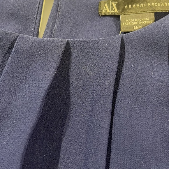 A/X Armani Exchange Dark Blue Chiffon Pleated Tie-Waist Dress - Picture 8 of 11
